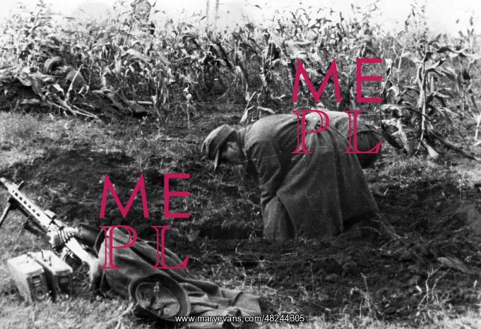 : German machine gunners making a position in Hungary, 194 : German machine gunners making a position in Hungary, 194
