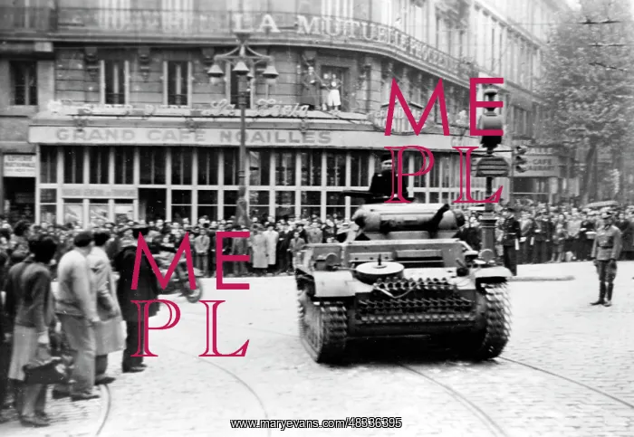 : German man on his tank in Marseilles, 1942 : German man on his tank in Marseilles, 1942
