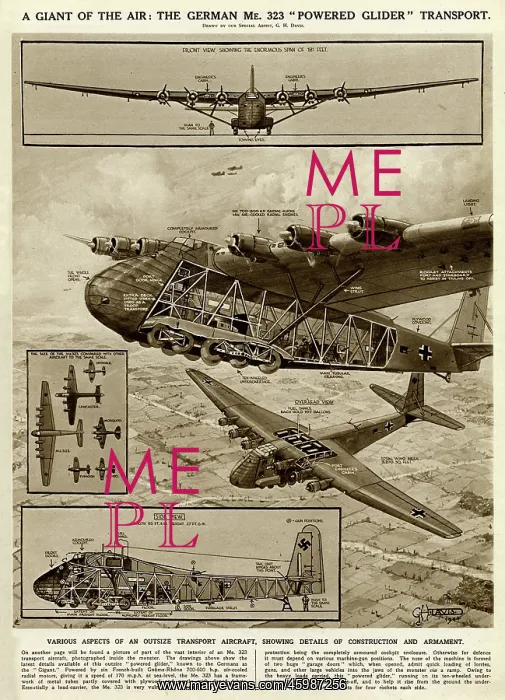 : German ME323 powered glider by G. H. Davis : German ME323 powered glider by G. H. Davis