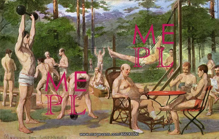 : German Men at an open air spa : German Men at an open air spa