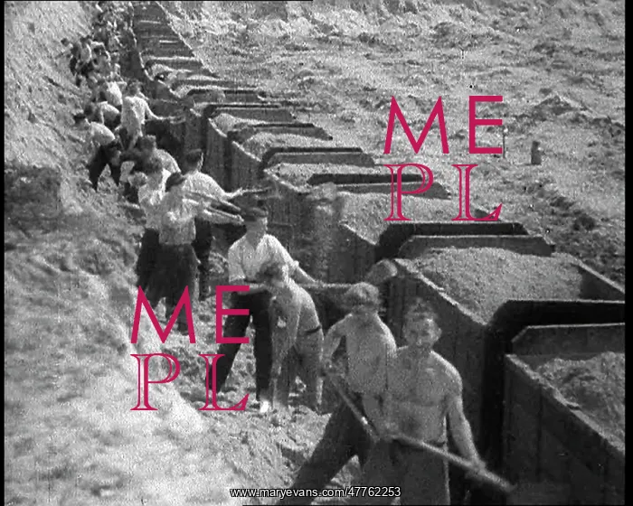 : German Men Shovelling in a Ditch : German Men Shovelling in a Ditch