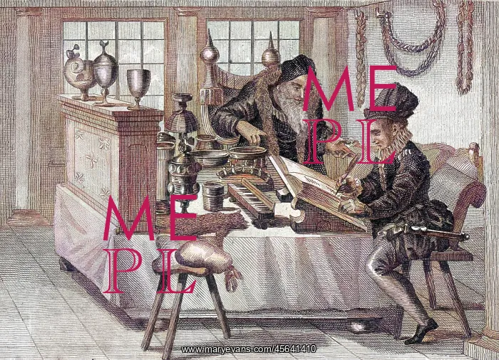  : GERMAN MERCHANT AT BOOKS