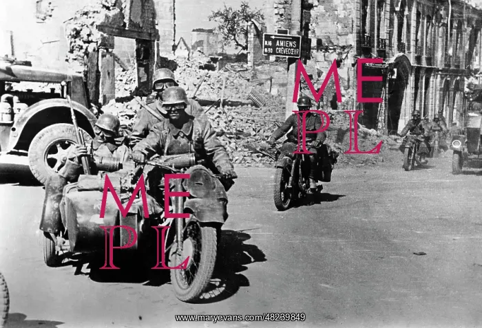 : German motorcycle infantry during the advance through : German motorcycle infantry during the advance through