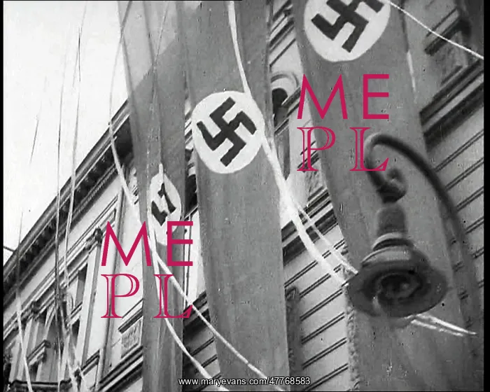 : German Nazi Banner Flags Hanging From the Frontage : German Nazi Banner Flags Hanging From the Frontage