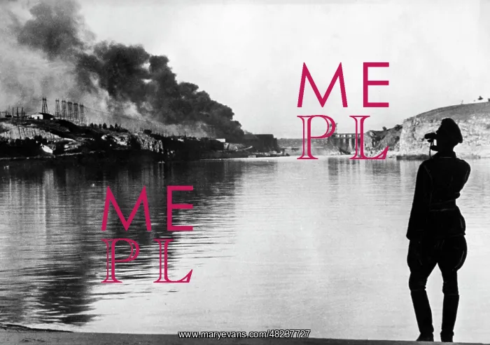: German officer before a destroyed dam on the Dnieper, 1941 : German officer before a destroyed dam on the Dnieper, 1941