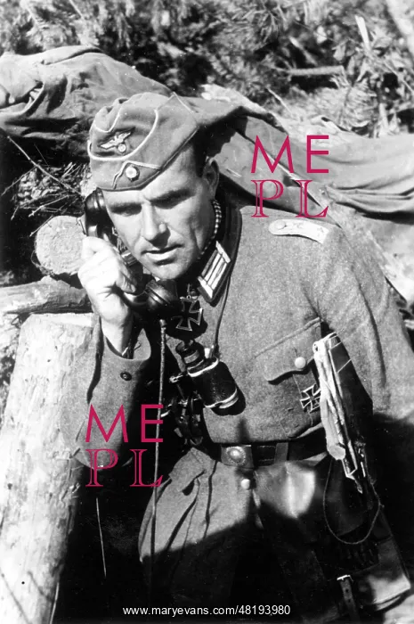 : German officer on the telephone, 1942 : German officer on the telephone, 1942