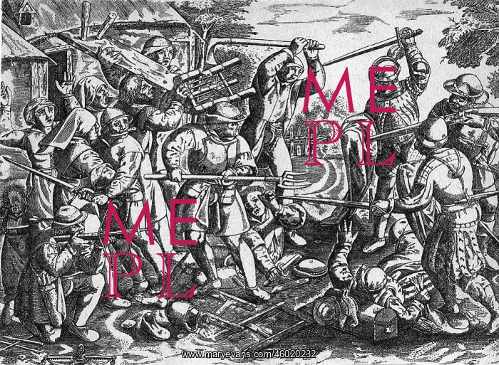 : German Peasants War, 1524 - 1526, soldiers attacking : German Peasants War, 1524 - 1526, soldiers attacking