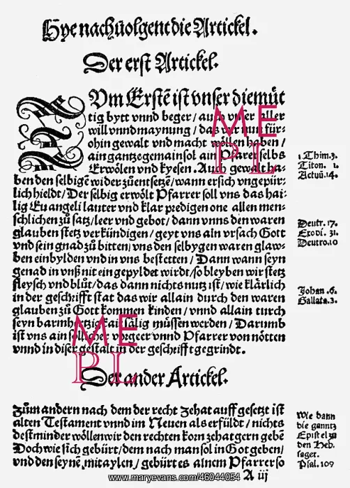 : German Peasants War 1524 - 1526, Twelve Articles : German Peasants War 1524 - 1526, Twelve Articles