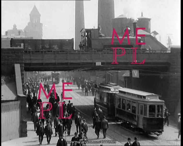 : German Pedestrians and An Electric Tram Passing : German Pedestrians and An Electric Tram Passing