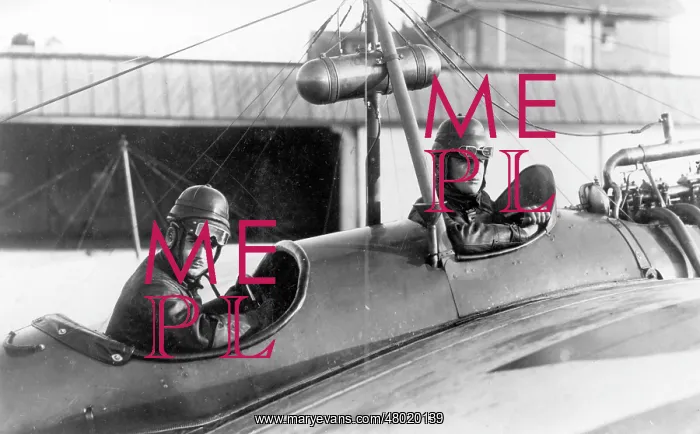 : Two German pilots in Taube monoplane, WW1 : Two German pilots in Taube monoplane, WW1