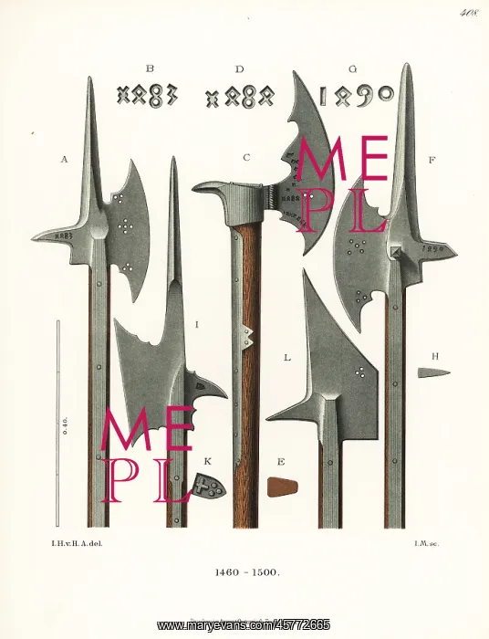 : German pole axe and halberd from the late 15th century : German pole axe and halberd from the late 15th century