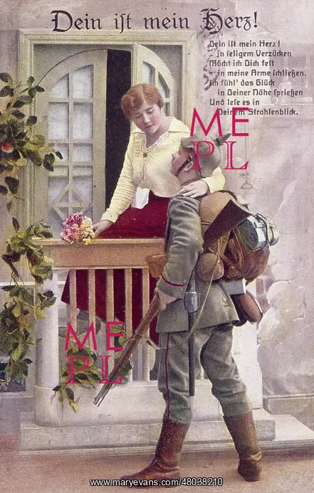 : German postcard, soldier saying goodbye, WW1 : German postcard, soldier saying goodbye, WW1
