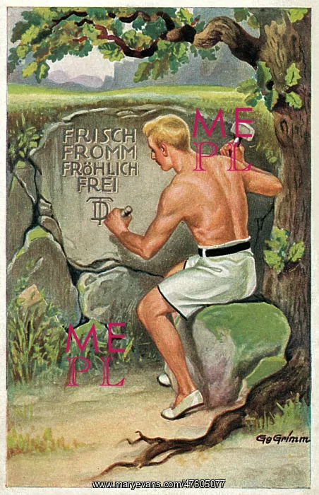  : German postcard with stone inscription