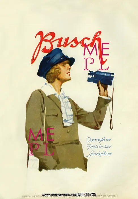 : A German poster advertisement for Busch binoculars : A German poster advertisement for Busch binoculars