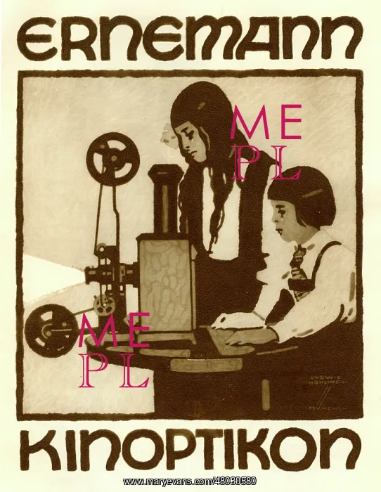 : A German poster advertising Ernemann cinema projectors : A German poster advertising Ernemann cinema projectors