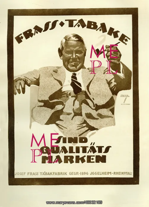 : A German poster advertisement for Frass Tobacco : A German poster advertisement for Frass Tobacco