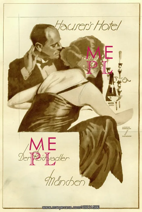 : A German poster advertising Hausers Hotel : A German poster advertising Hausers Hotel