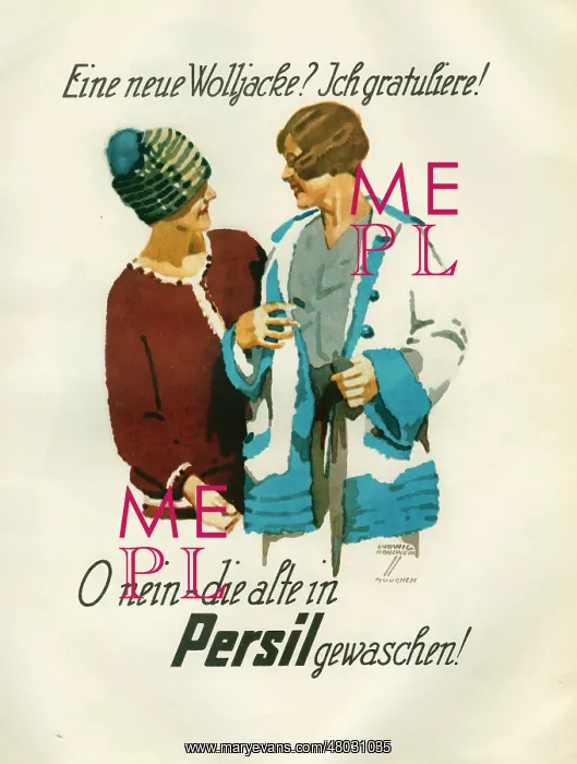 : A German poster advertising Persil washing powder : A German poster advertising Persil washing powder
