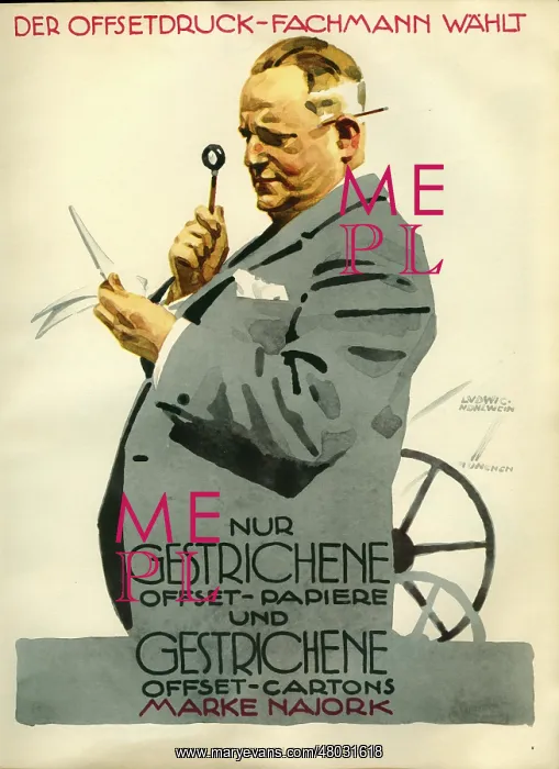 : A German poster advertising a printing company : A German poster advertising a printing company