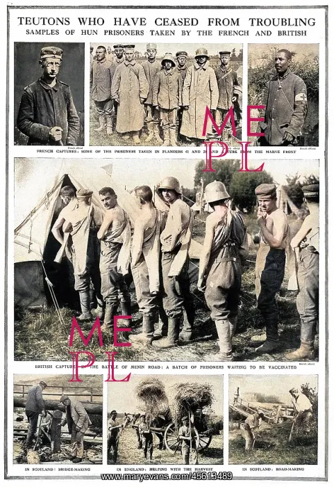 : German prisoners line up to be vaccinated, WW1 : German prisoners line up to be vaccinated, WW1