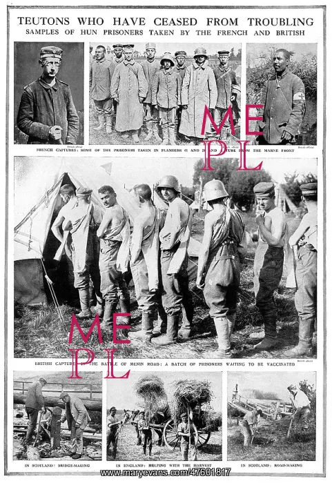 : German prisoners line up to be vaccinated, WW1 : German prisoners line up to be vaccinated, WW1