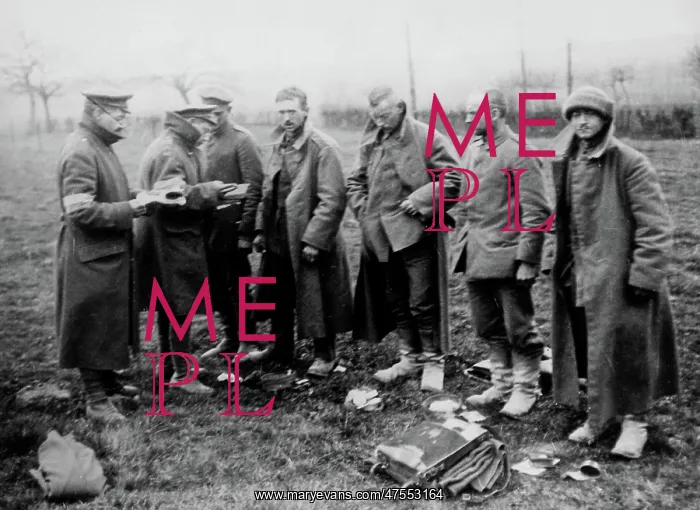 : German prisoners being searched, Western Front, WW1 : German prisoners being searched, Western Front, WW1