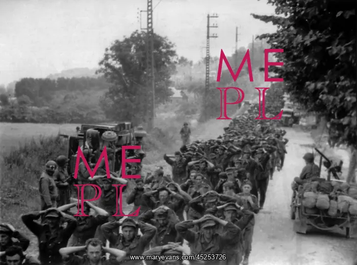 : German prisoners with U.S. guards on a Norman : German prisoners with U.S. guards on a Norman