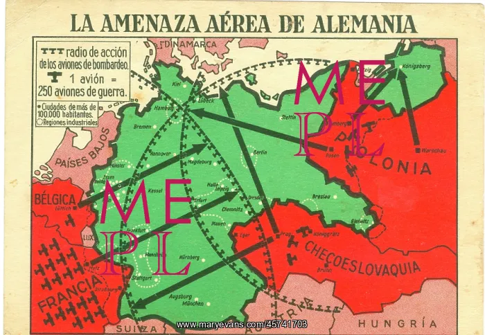 : German propagaganda map showing air threat to Germany : German propagaganda map showing air threat to Germany