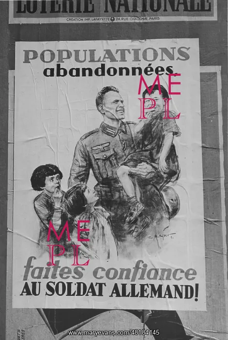 : German propaganda poster in Paris, 1940 : German propaganda poster in Paris, 1940