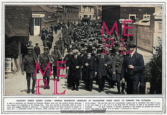 : German reservists arrested at Folkestone, August 1914, WW1 : German reservists arrested at Folkestone, August 1914, WW1