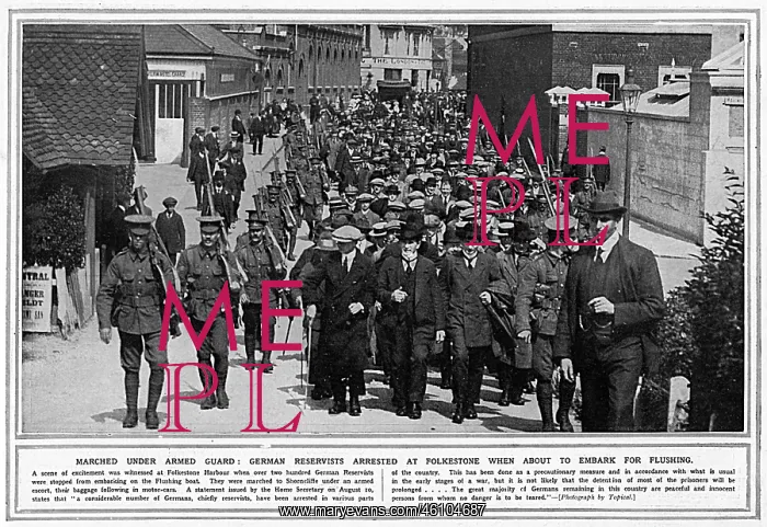 : German reservists arrested at Folkestone, August 1914, WW1 : German reservists arrested at Folkestone, August 1914, WW1