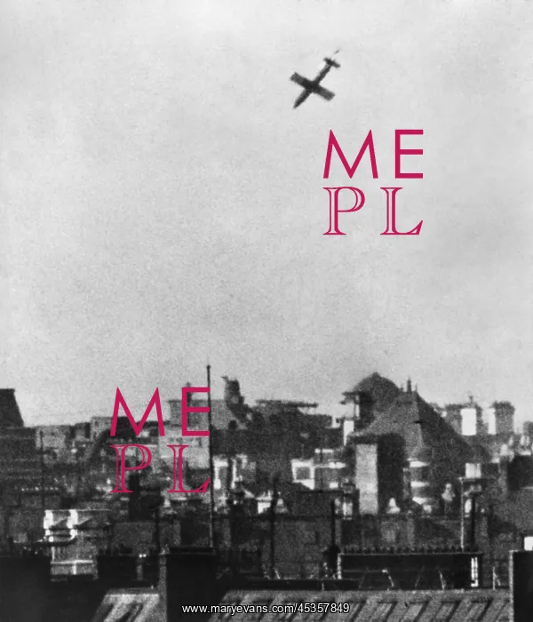 : German Robot plane, V-1 Buzz bomb drops over a city : German Robot plane, V-1 Buzz bomb drops over a city