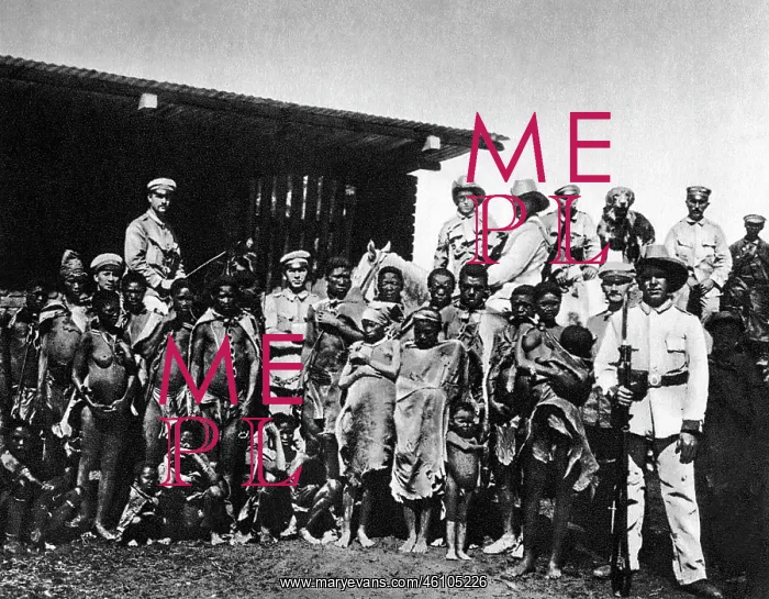 : German Schutztruppe with captured Herero and Hottentots : German Schutztruppe with captured Herero and Hottentots
