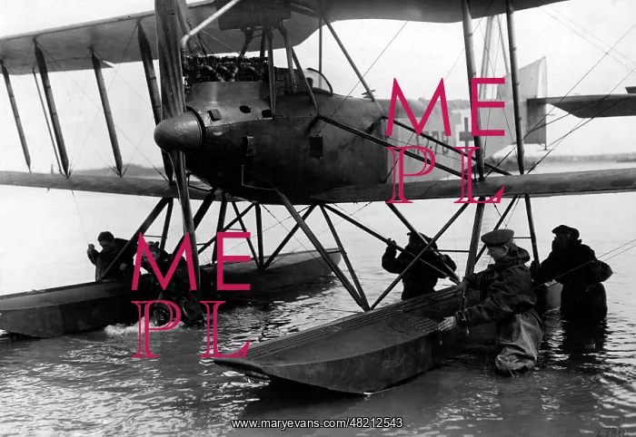: German seaplane after landing, 1918 : German seaplane after landing, 1918