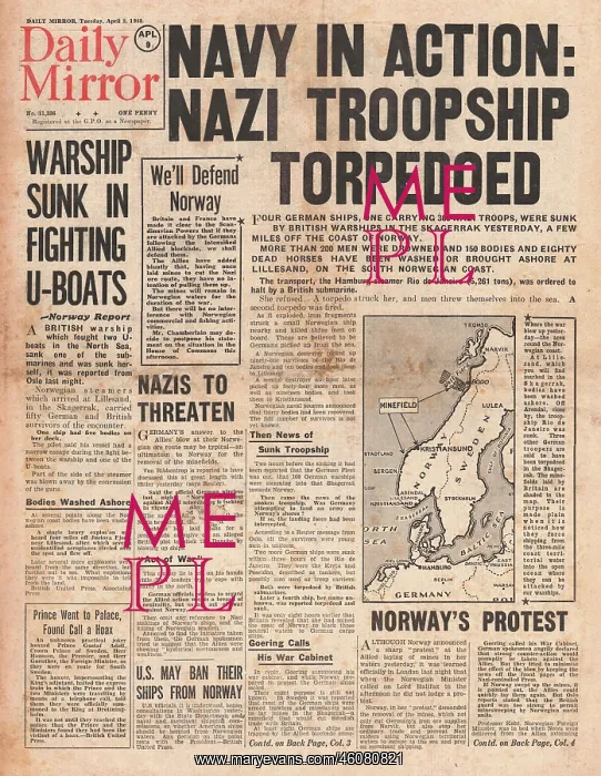 : German ships sunk off Norway : German ships sunk off Norway