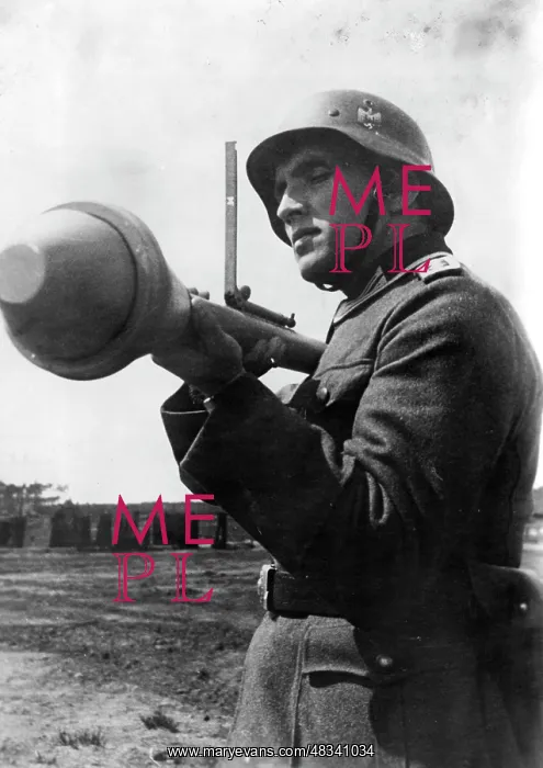 : German soldier with bazooka, 1944 : German soldier with bazooka, 1944