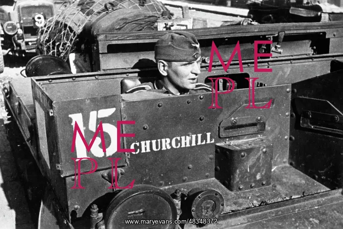 : German soldier in a captured British tank, 1940 : German soldier in a captured British tank, 1940