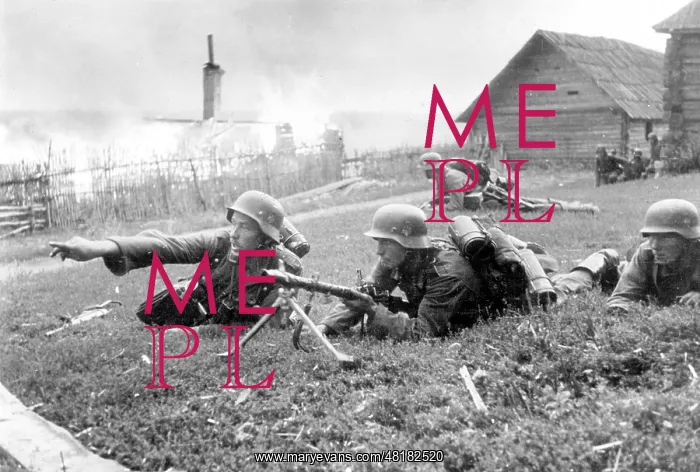 : German soldier in combat for a town, 1942 : German soldier in combat for a town, 1942