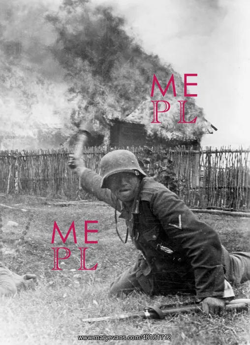 : A German Soldier at the Eastern Front Throws a Hand Grenade : A German Soldier at the Eastern Front Throws a Hand Grenade
