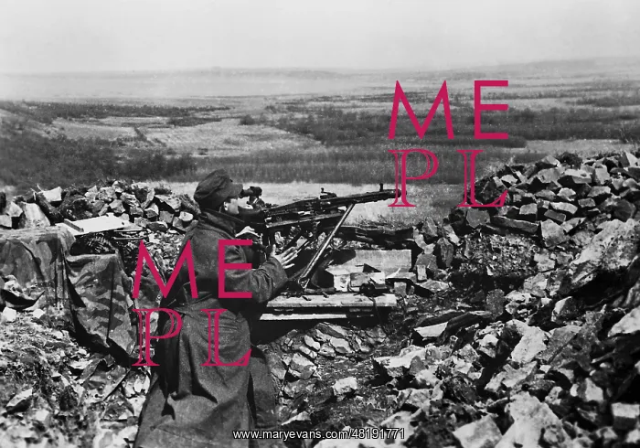 : German soldier in his position on the Eastern front, 1943 : German soldier in his position on the Eastern front, 1943