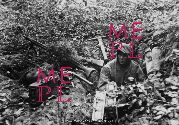 : German soldier in his position on the Eastern front, 1944 : German soldier in his position on the Eastern front, 1944