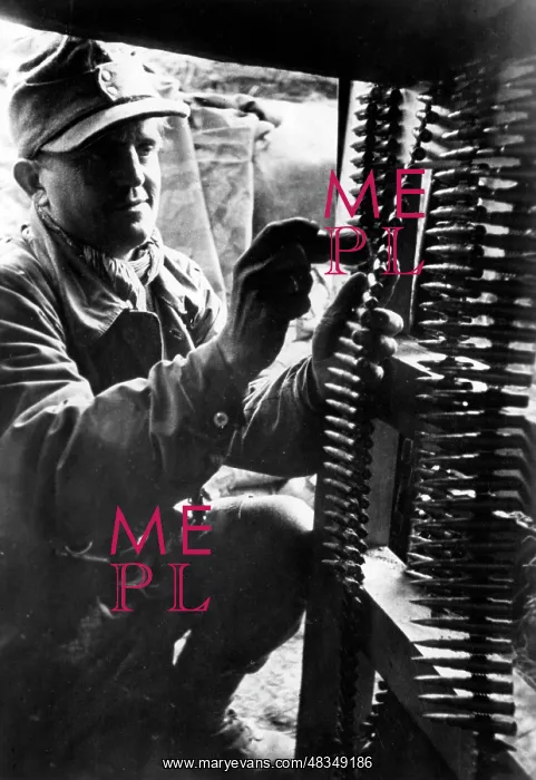 : German soldier in a shelter on the Eastern Front, 1944 : German soldier in a shelter on the Eastern Front, 1944