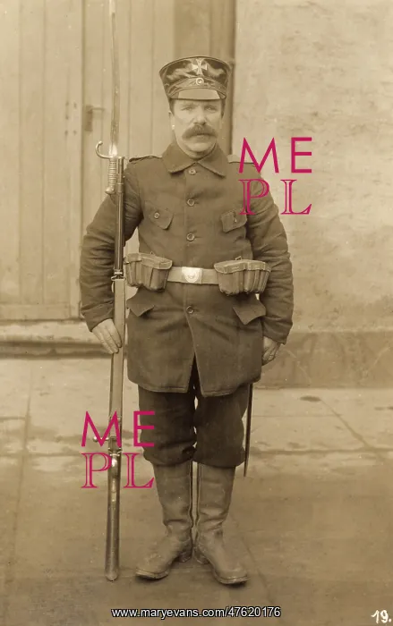 : German soldier standing to attention, WW1 : German soldier standing to attention, WW1