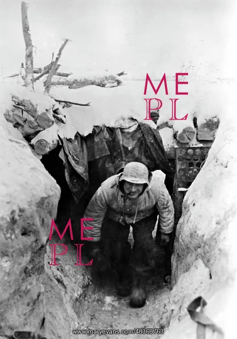 : German soldier in a trench, 1943 : German soldier in a trench, 1943
