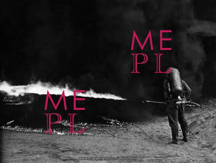 : German soldier using a flame thrower : German soldier using a flame thrower