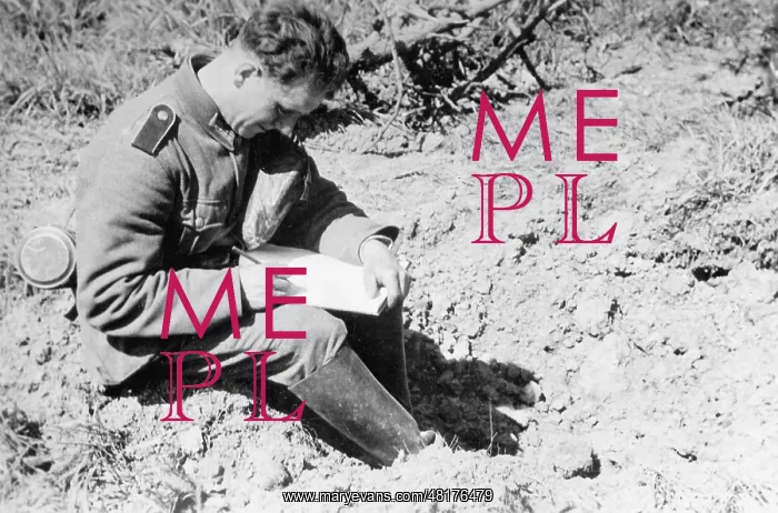 : A German soldier writes a message, 1940 : A German soldier writes a message, 1940