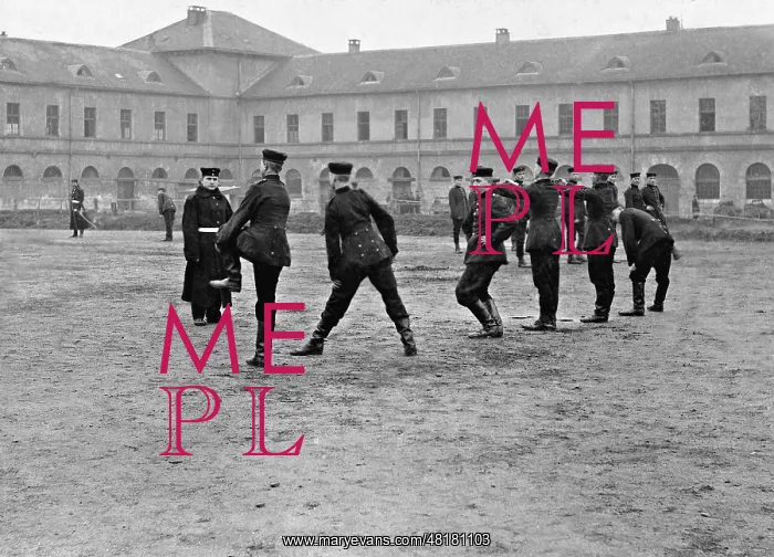 : German Soldiers on a Barrack Yard, 1902 : German Soldiers on a Barrack Yard, 1902