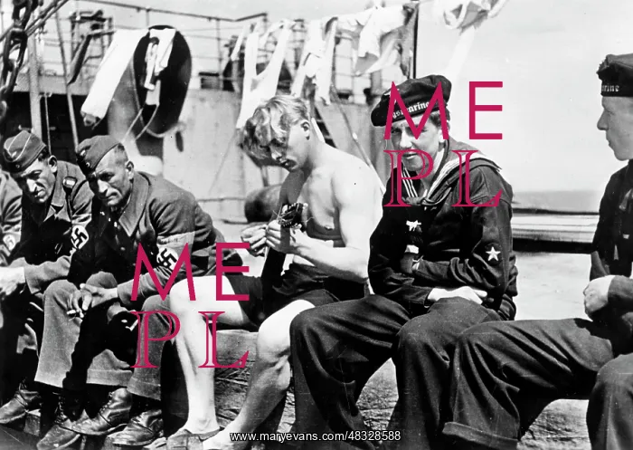: German soldiers on board a ship, 1942 : German soldiers on board a ship, 1942