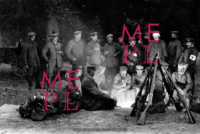 : German soldiers at a bonfire in the Vosges mountains : German soldiers at a bonfire in the Vosges mountains