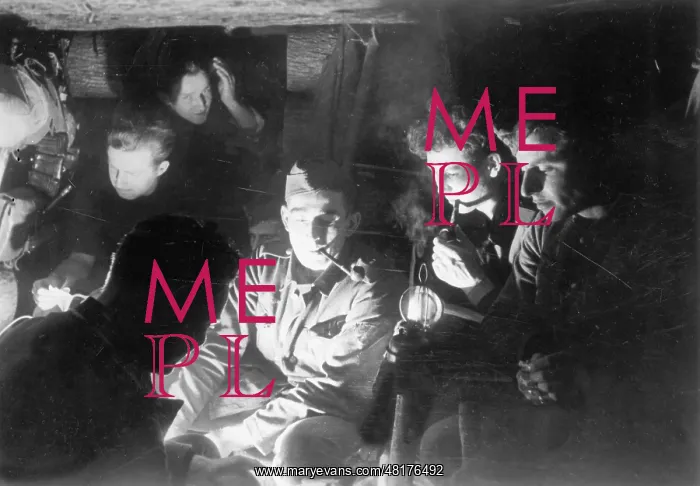 : German soldiers in a bunker on the Eastern Front, 1943 : German soldiers in a bunker on the Eastern Front, 1943